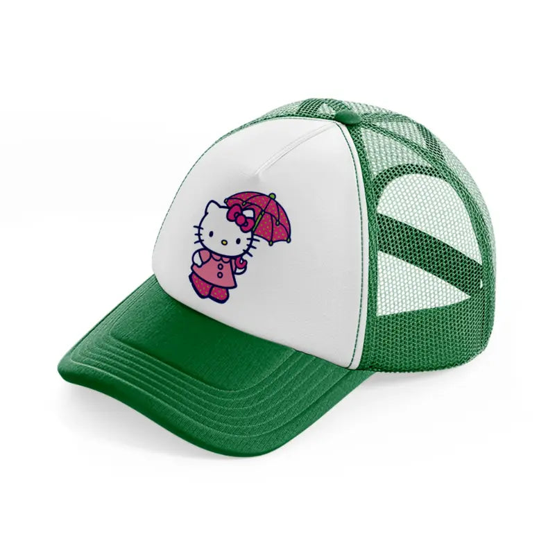 hello kitty umbrella green and white trucker hat