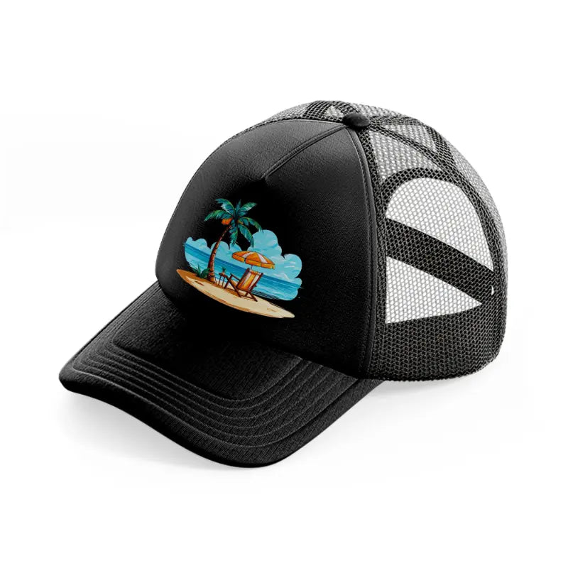 summer beach-black-trucker-hat