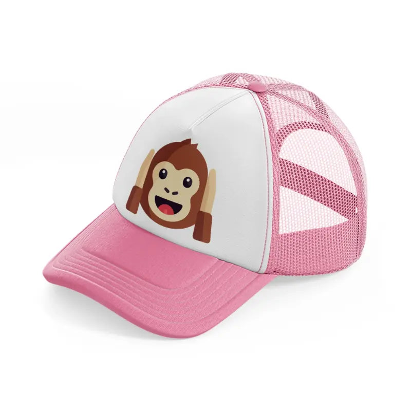 147-monkey-2-pink-and-white-trucker-hat
