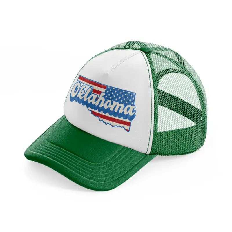 oklahoma flag-green-and-white-trucker-hat