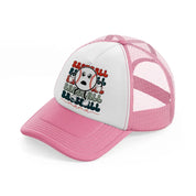baseball mama sticker-pink-and-white-trucker-hat