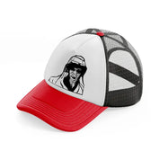 scary old man-red-and-black-trucker-hat