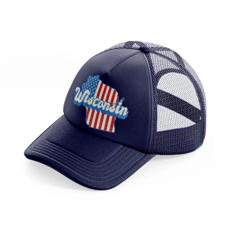 wisconsin flag-navy-blue-trucker-hat
