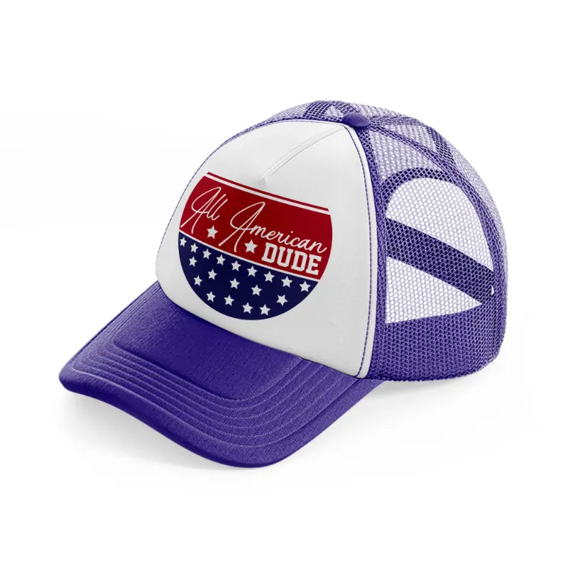 all american dude-01-purple-trucker-hat