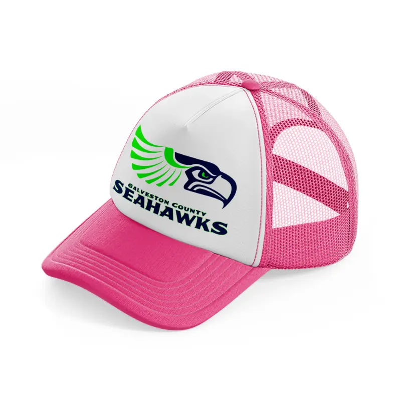 galveston county seahawks-neon-pink-trucker-hat