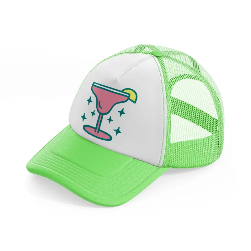 cocktail glass-lime-green-trucker-hat