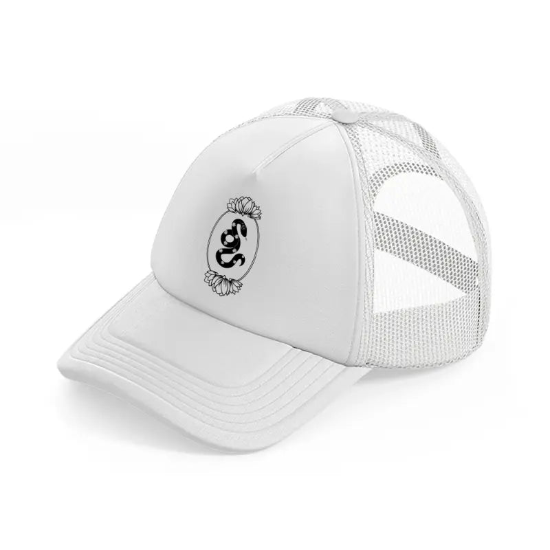 snake & lilies white trucker hat