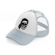 skull head pirate grey trucker hat