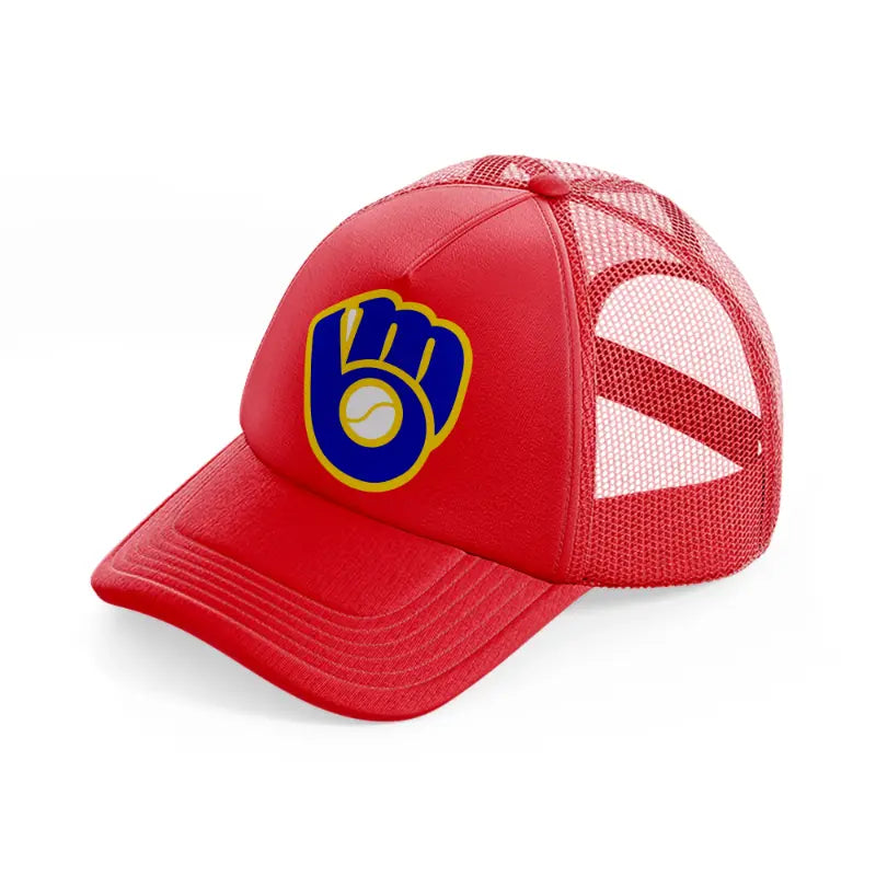 milwaukee brewers logo-red-trucker-hat