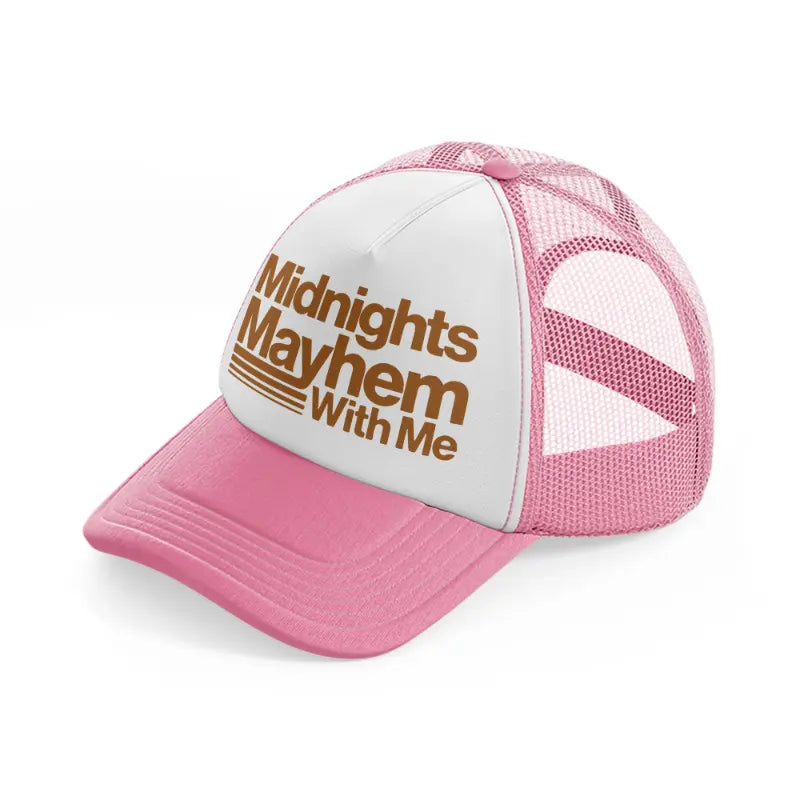 midnights mayhem with me-pink-and-white-trucker-hat