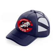 cincinnati reds red badge-navy-blue-trucker-hat