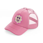 smiley flower sticker-pink-trucker-hat
