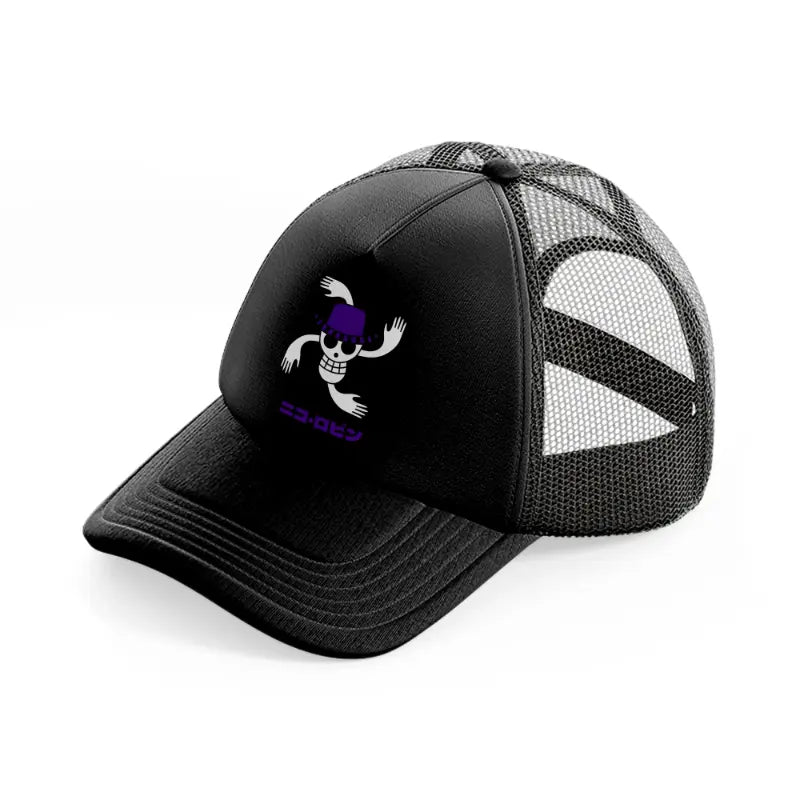 nico robin logo-black-trucker-hat