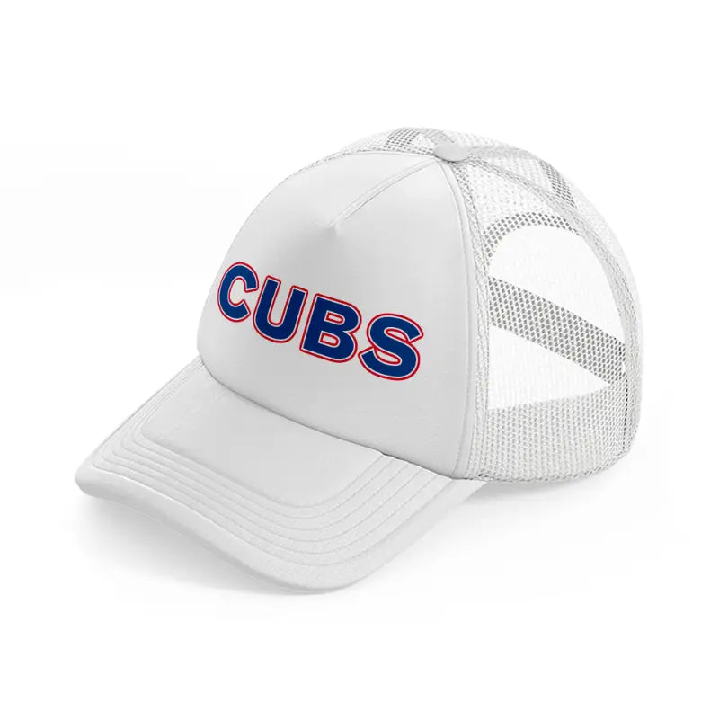 cubs text-white-trucker-hat