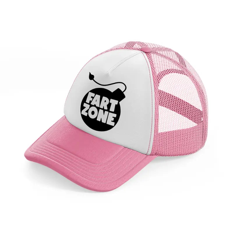 fart zone-pink-and-white-trucker-hat