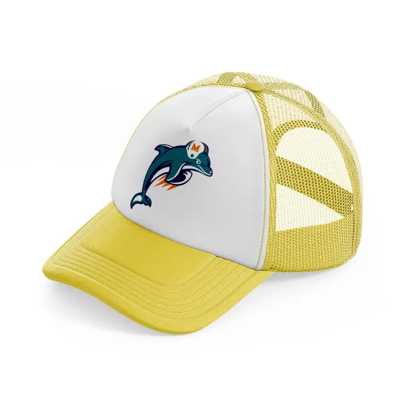 miami dolphins emblem-yellow-trucker-hat