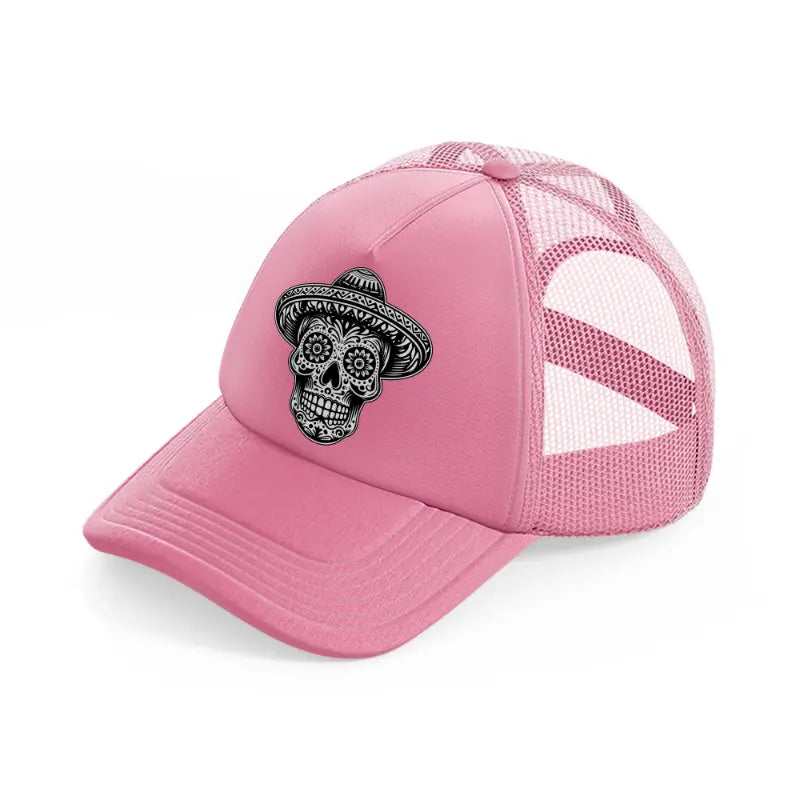 skull head mexican-pink-trucker-hat