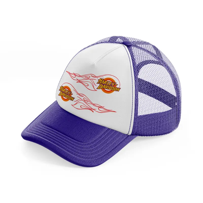 harley-davidson fire wheels-purple-trucker-hat