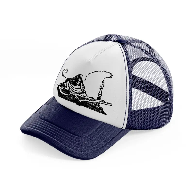 soul reaper navy blue and white trucker hat