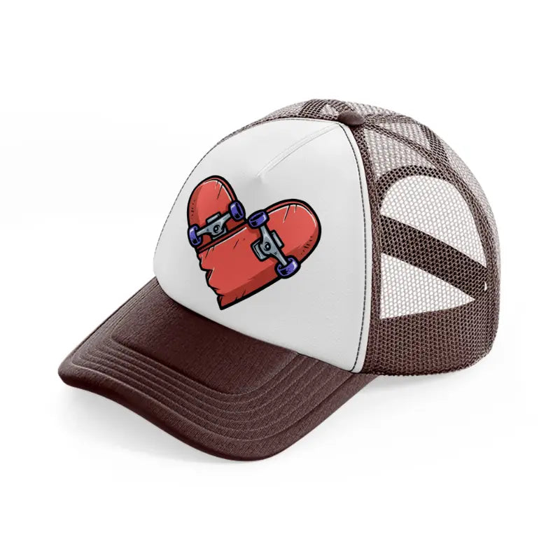 love skateboard-brown-trucker-hat