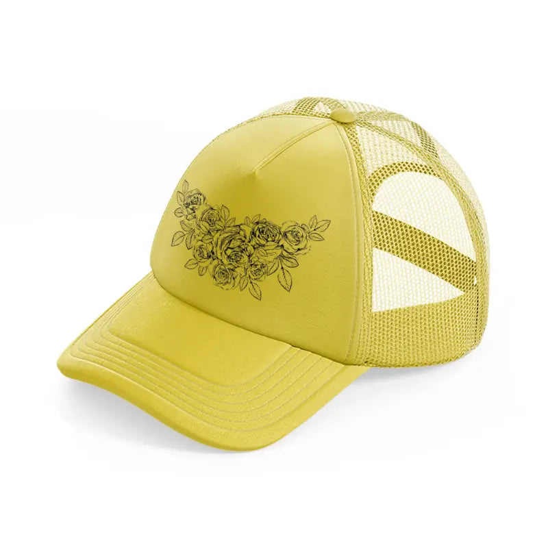 rose tattoo-gold-trucker-hat