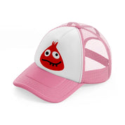 red monster pink and white trucker hat