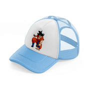 goku character sky blue trucker hat