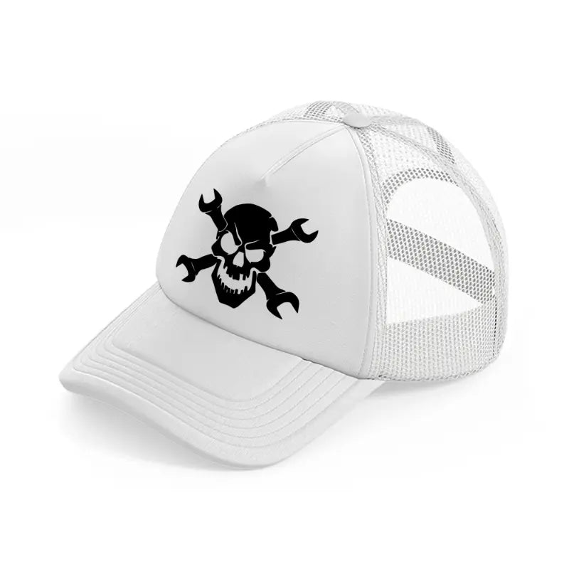 skull head wrenches-white-trucker-hat