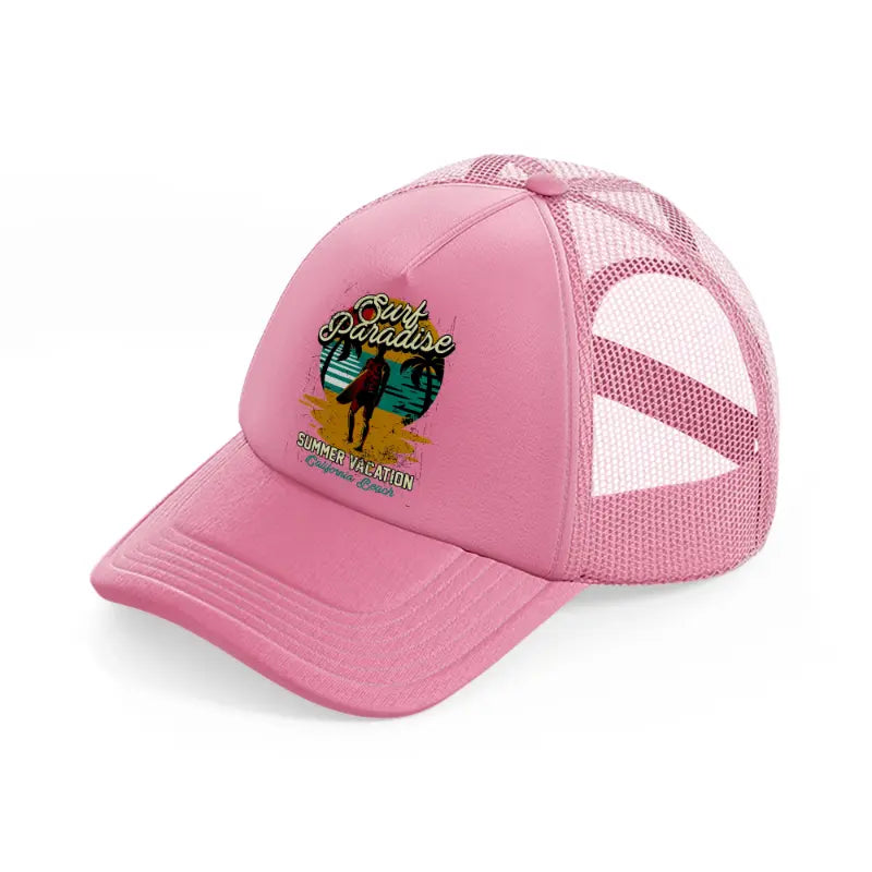 surf paradise summer vacation california beach-pink-trucker-hat