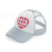 love yourself-grey-trucker-hat