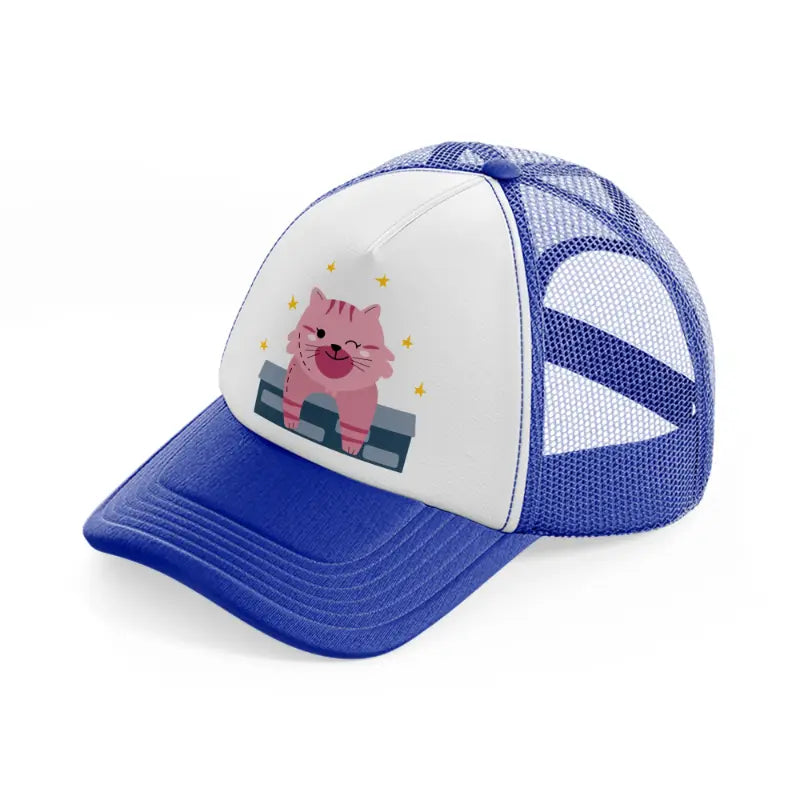 017 cat blue and white trucker hat