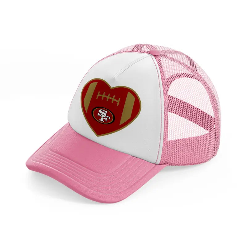 love 49ers-pink-and-white-trucker-hat