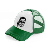 skull head pirate-green-and-white-trucker-hat