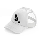 karma is a cat b&w white trucker hat