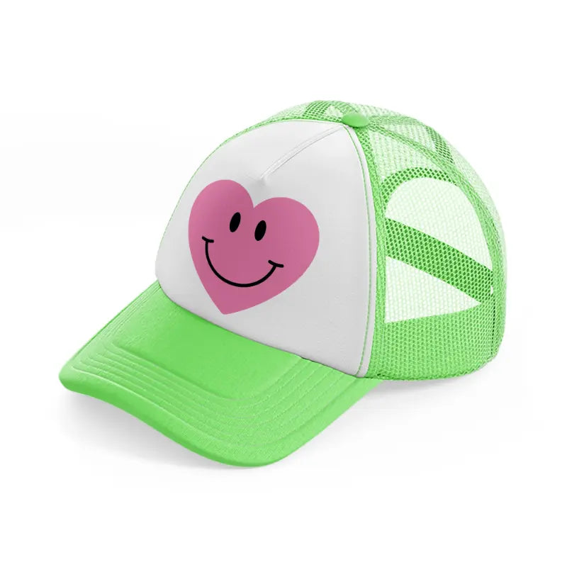 smiley face heart-lime-green-trucker-hat