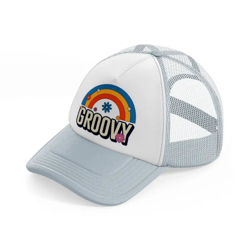 groovy rainbow-grey-trucker-hat