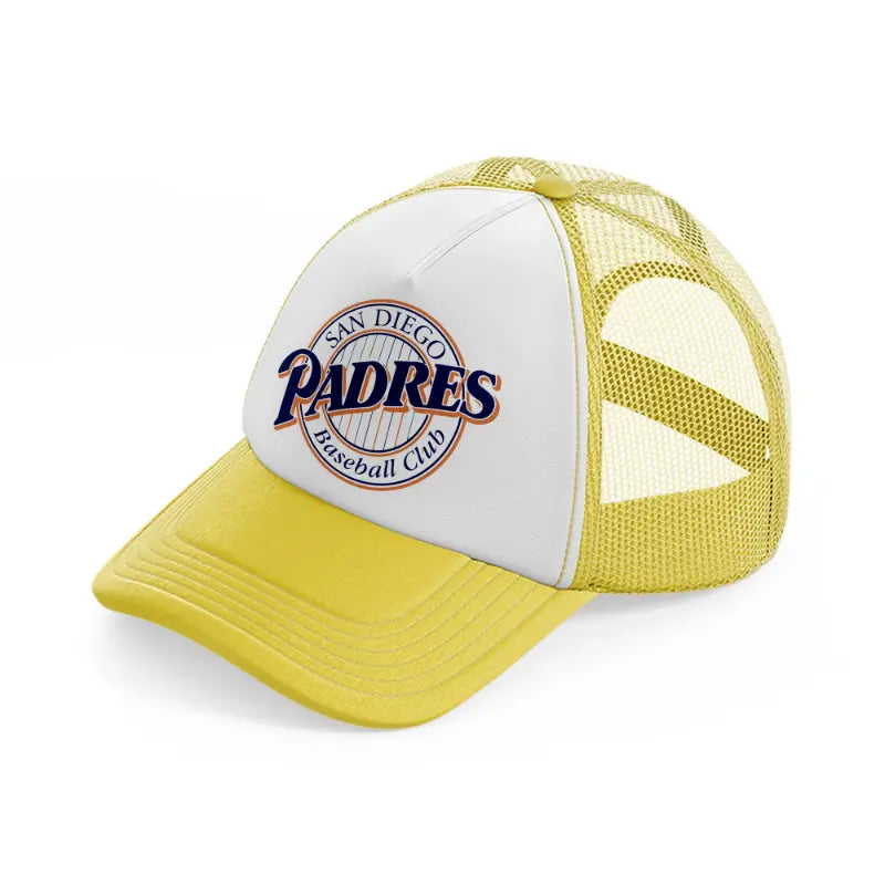 san diego padres baseball club outline-yellow-trucker-hat
