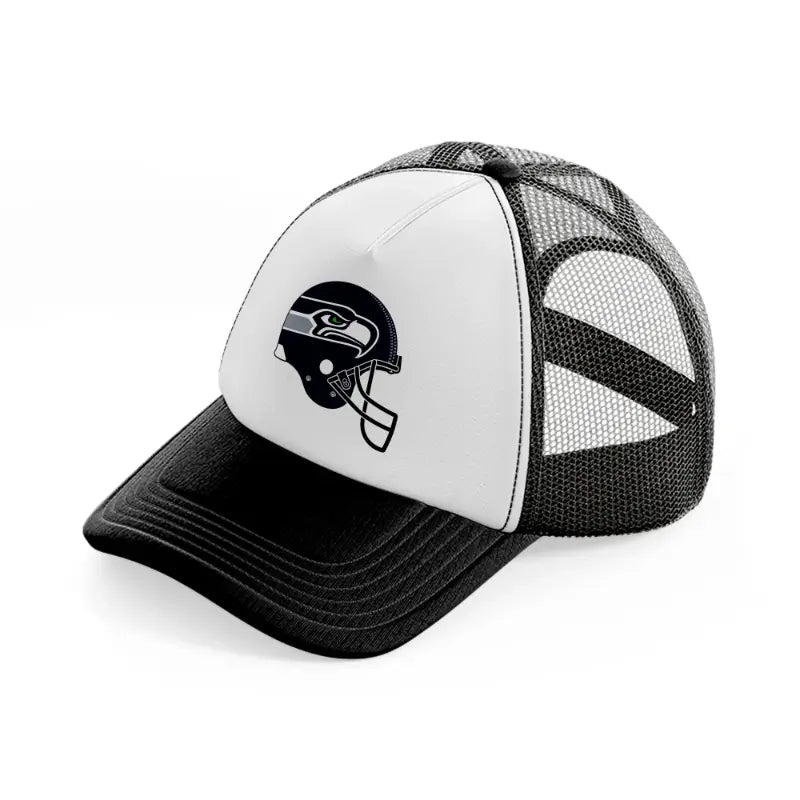 seattle seahawks helmet-black-and-white-trucker-hat