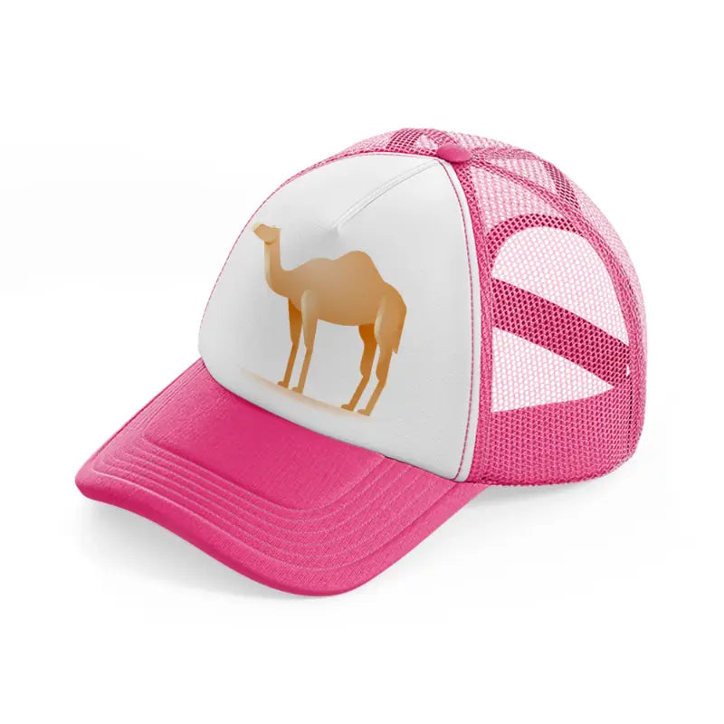 036 camel neon pink trucker hat