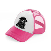 captain pirates neon pink trucker hat