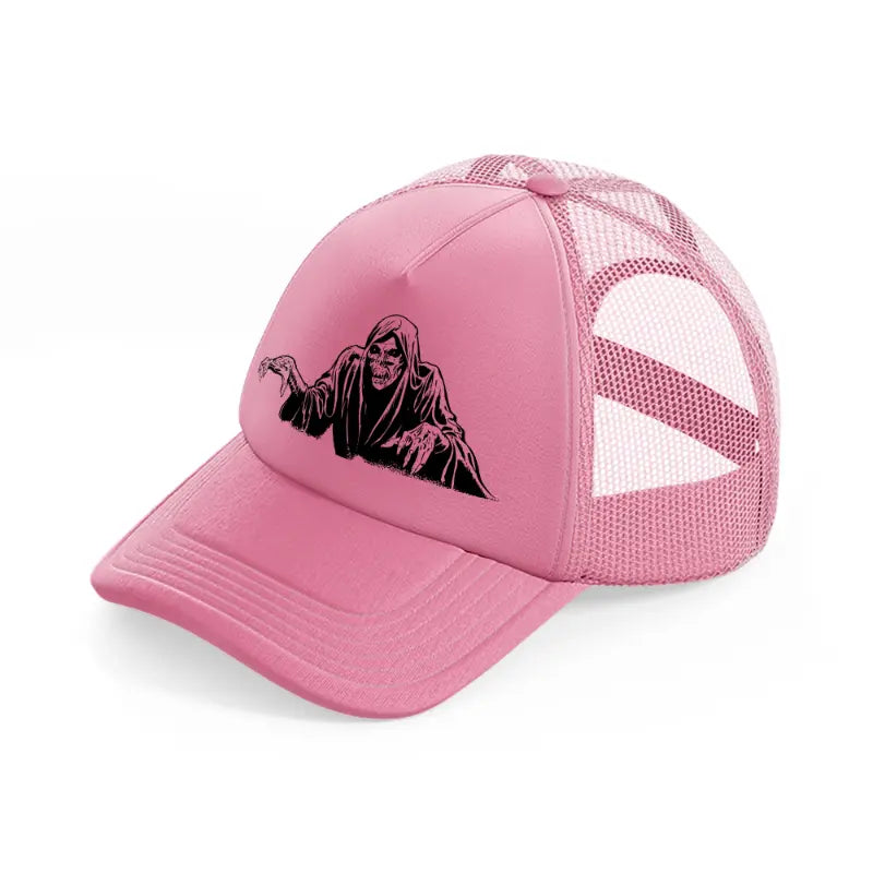 scary ghost-pink-trucker-hat