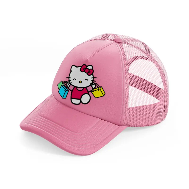 hello kitty happy shopping-pink-trucker-hat