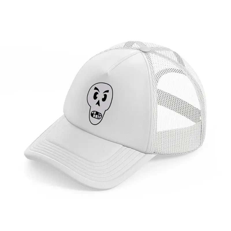 angry skull-white-trucker-hat