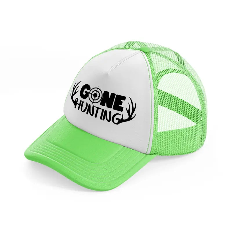 gone hunting deer lime green trucker hat