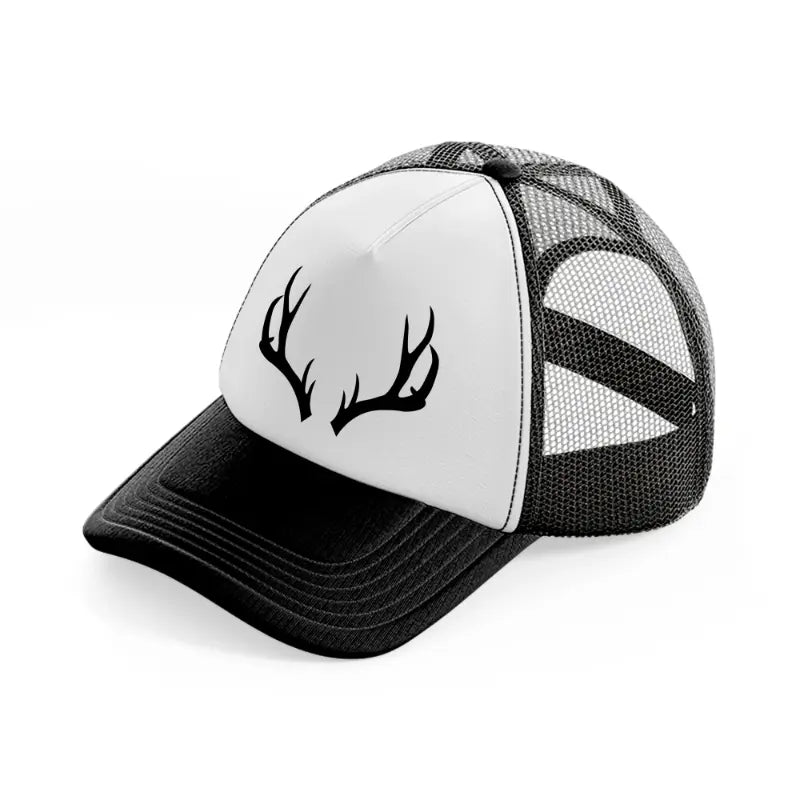 deer horn-black-and-white-trucker-hat