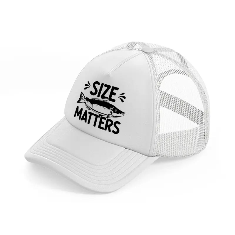 size matters bold-white-trucker-hat