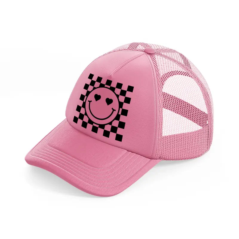 love happy face pink trucker hat