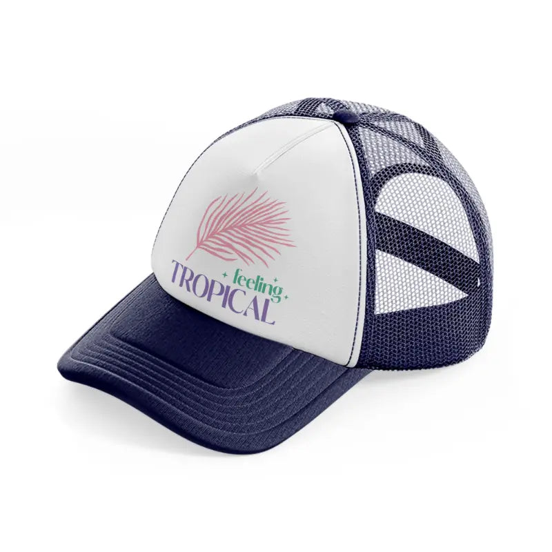 feeling tropical-navy-blue-and-white-trucker-hat