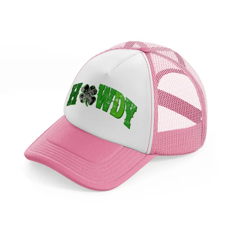 howdy clover-pink-and-white-trucker-hat