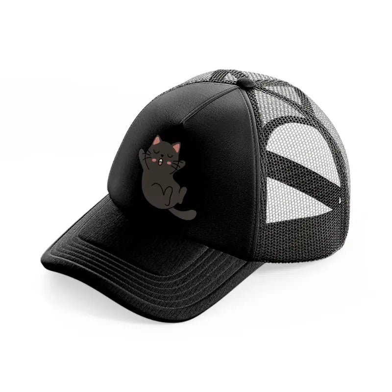 black cat-black-trucker-hat